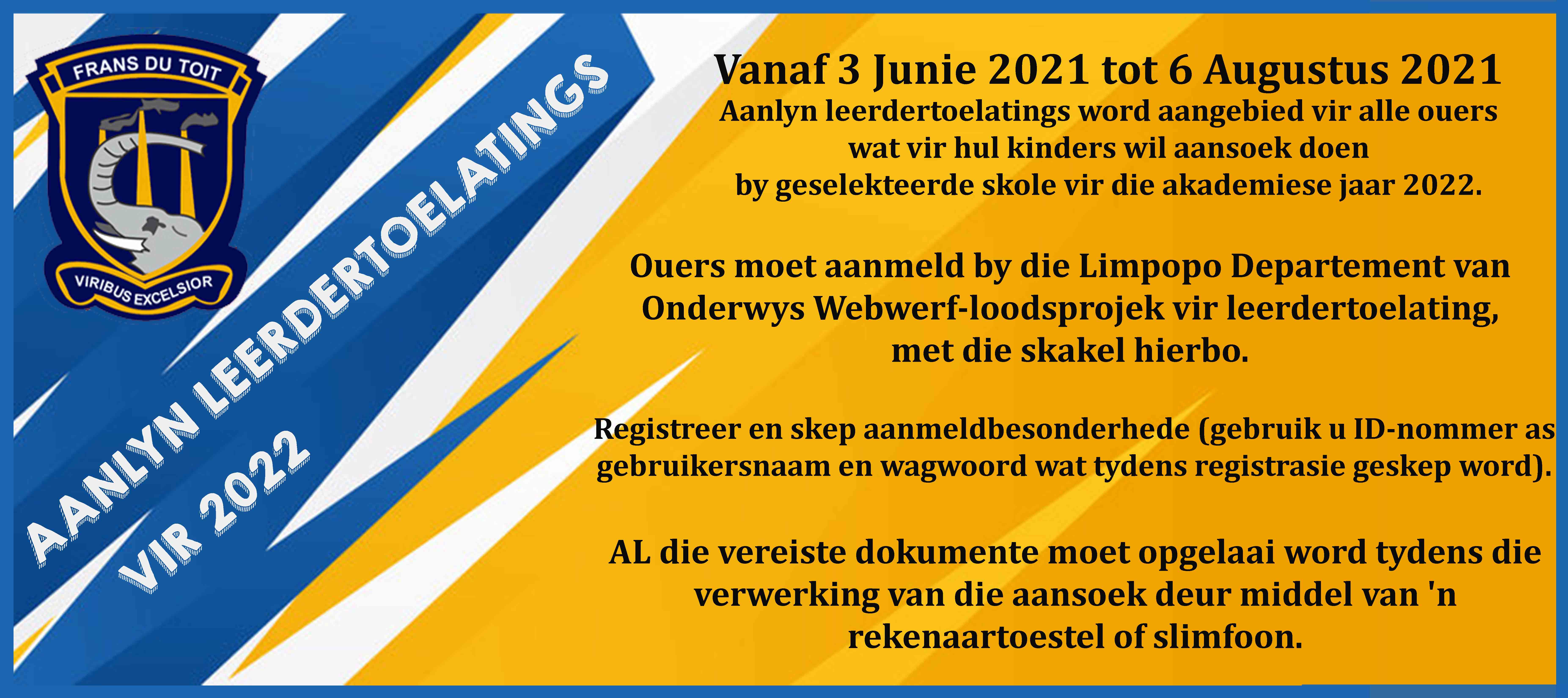 ONLINE ADMISSION afrikaans